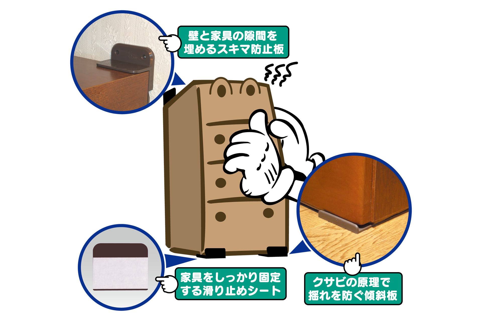 家具転倒・ユレ防止器具　地震対策くん